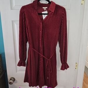 JODIFL Burgundy RED Long Sleeve Dress SIZE MEDIUM NWT